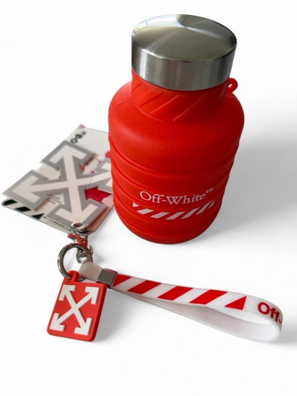 Off-White orange Silicone Bottle Keychain with Logo Strap